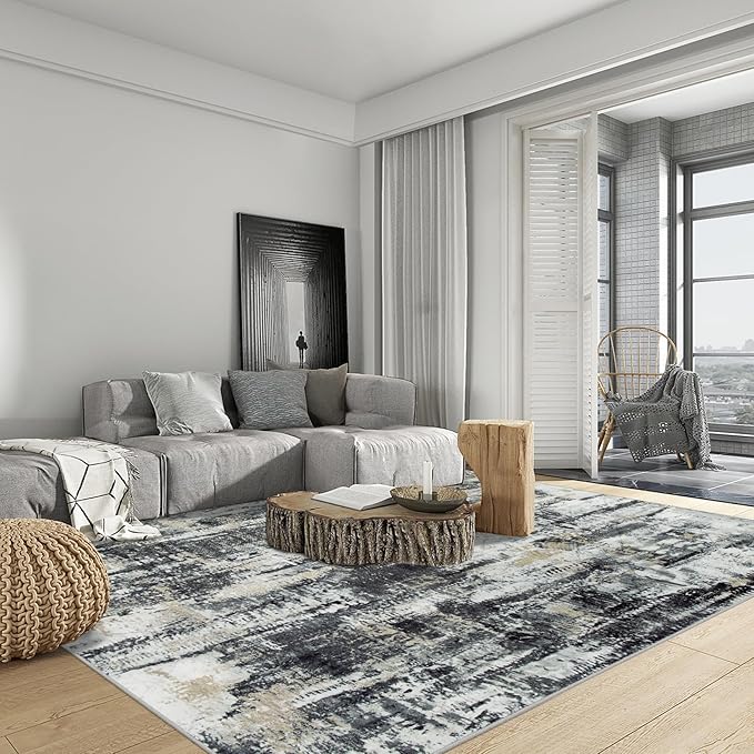 4x6 Area Rugs Washable Rug: Modern Abstract Living Room Rug Soft Anti-Skid Thin - Image 2