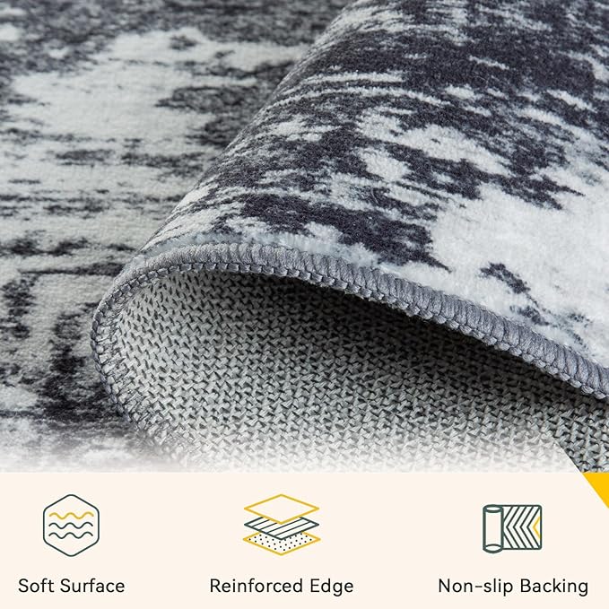 RELEANY Washable Area Rugs 3'x5' Non-Slip Modern Abstract Soft - Image 4