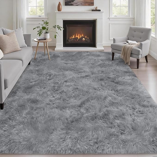 6x9 Area Rugs for Living Room Bedroom: Ultra Soft Fluffy Shag Rug Upgrade by Luxturiy