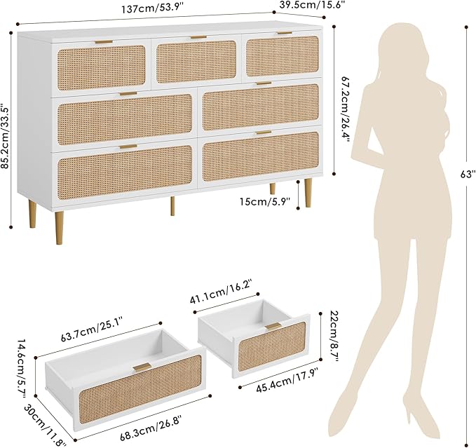 GarveeHome Rattan 7 Drawer Dressers - Image 2
