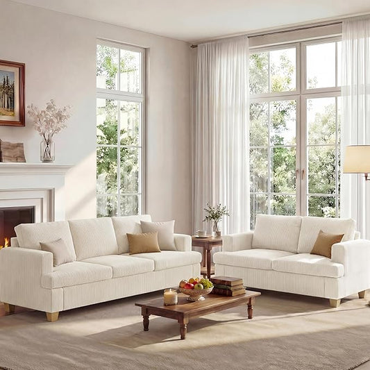 Apicizon Loveseat & 3 Seater Sofa Sets, 2 Piece Deep Seat Sleeper Sofa by APICIZON