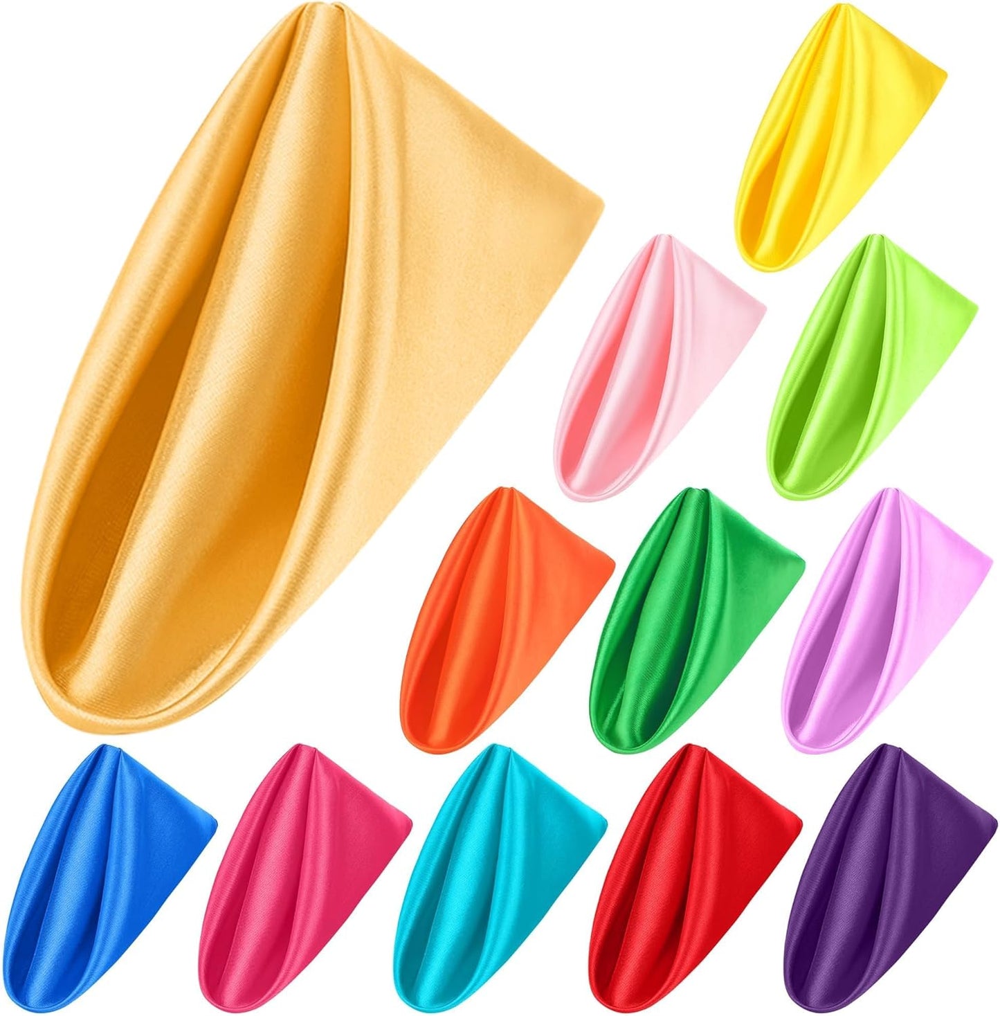 Aneco 12 Pieces Satin Napkins Soft Dinner Napkins Multicolor Square Weddings Table Napkins 17 x 17 Inches for Restaurant Weddings Party Dinner Decoration (Rainbow)
