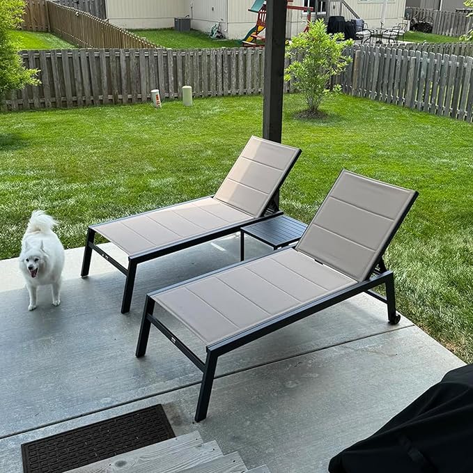 PURPLE LEAF Extra Large Outdoor Chaise Lounge 2 Pieces Aluminum Patio Lounge - Image 3