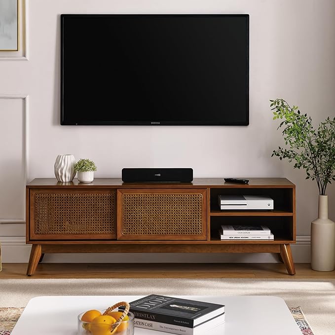 LKTART Mid Century Modern Rattan TV Stand by LKTART