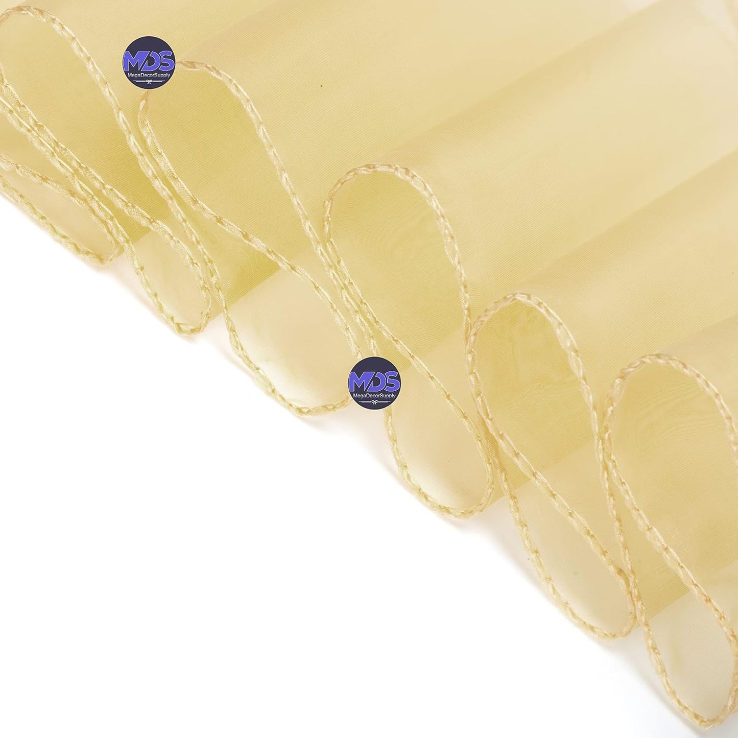 MDS Pack of 125 PCS Organza Chair Sashes Wider Dining Chair Bows Ribbon Tie Back for Wedding Party Birthday Bridal Shower Reception Event Banquet Home Chair Cover Decoration - Beige