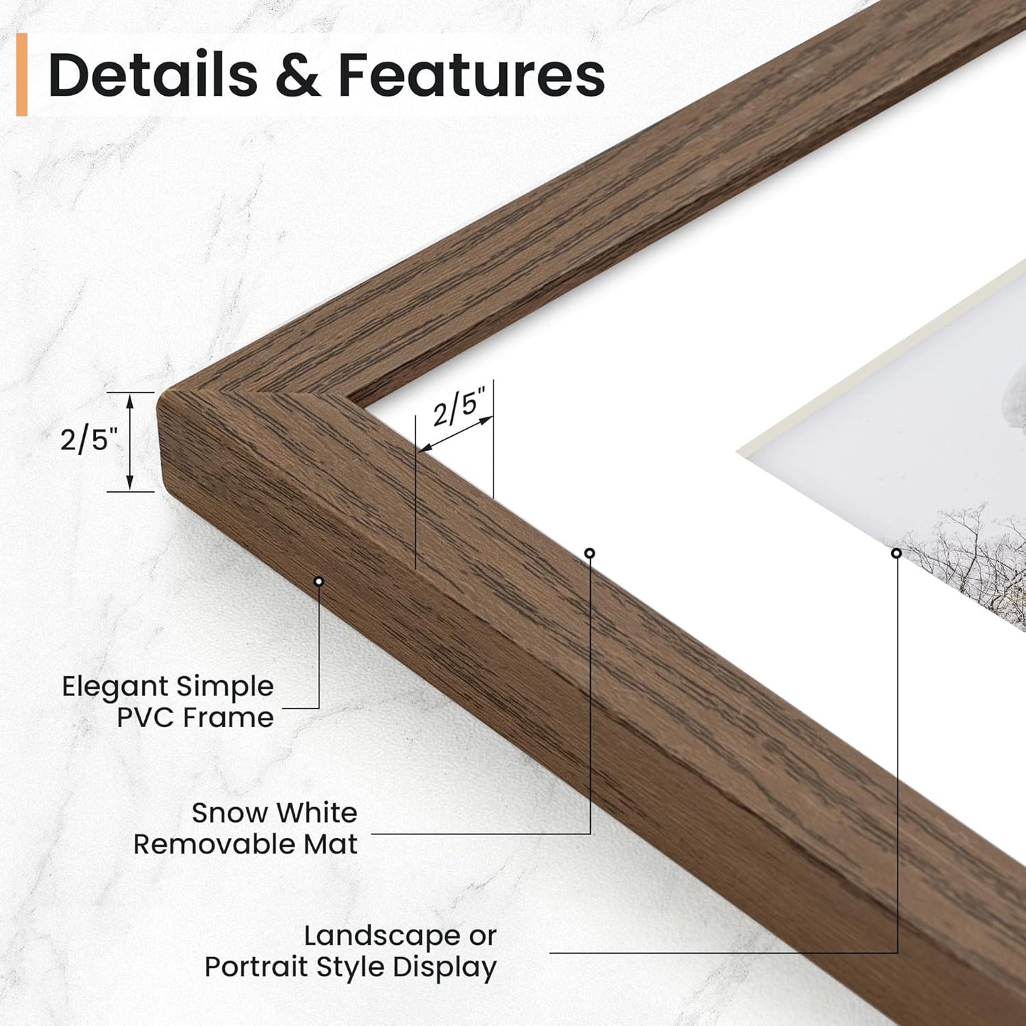 8x10 inch Picture Frame, 8x10 Photo Frames with 5x7 Removable Mat - High Definition Plexiglass - Vertical and Horizontal Display - Wall Hanging Frame - Walnut Color, 12 Pack