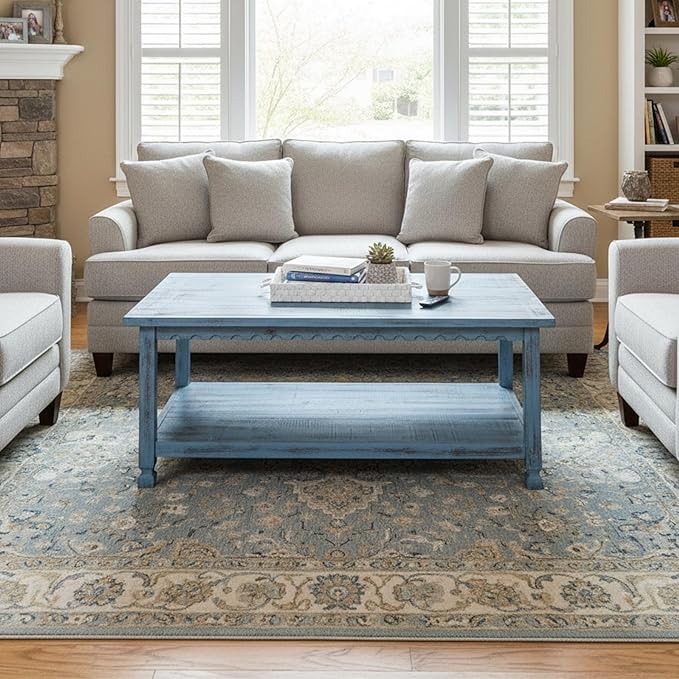 Rustic Rectangular Coffee Table, 42 in. W x 24 in. D x 18 in. H, Living Room - Image 2