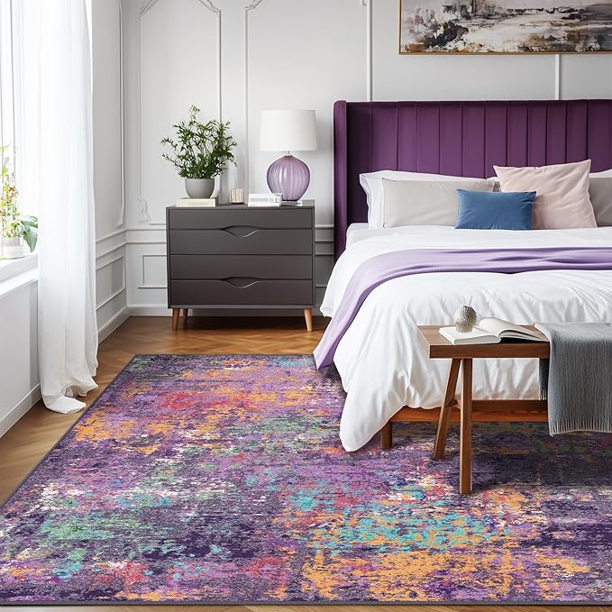 RELEANY Washable Area Rugs 6'x8' Non-Slip Modern Abstract Soft - Image 3