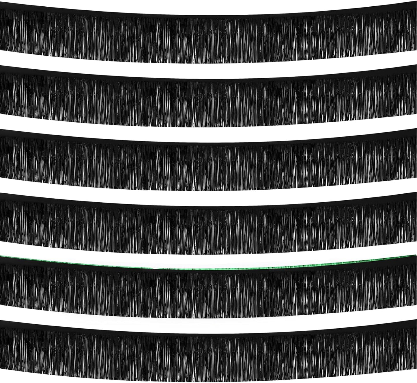 Black Foil Fringe Garland 10FT 6packs, Metallic Foil Tinsel Fringe Banners for Parade Float Decorations Wedding, Birthday Party Graduation (six Black)
