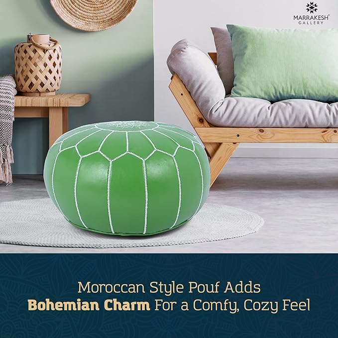 Marrakesh Gallery Genuine Leather Round Pouf Unstuffed - Image 3