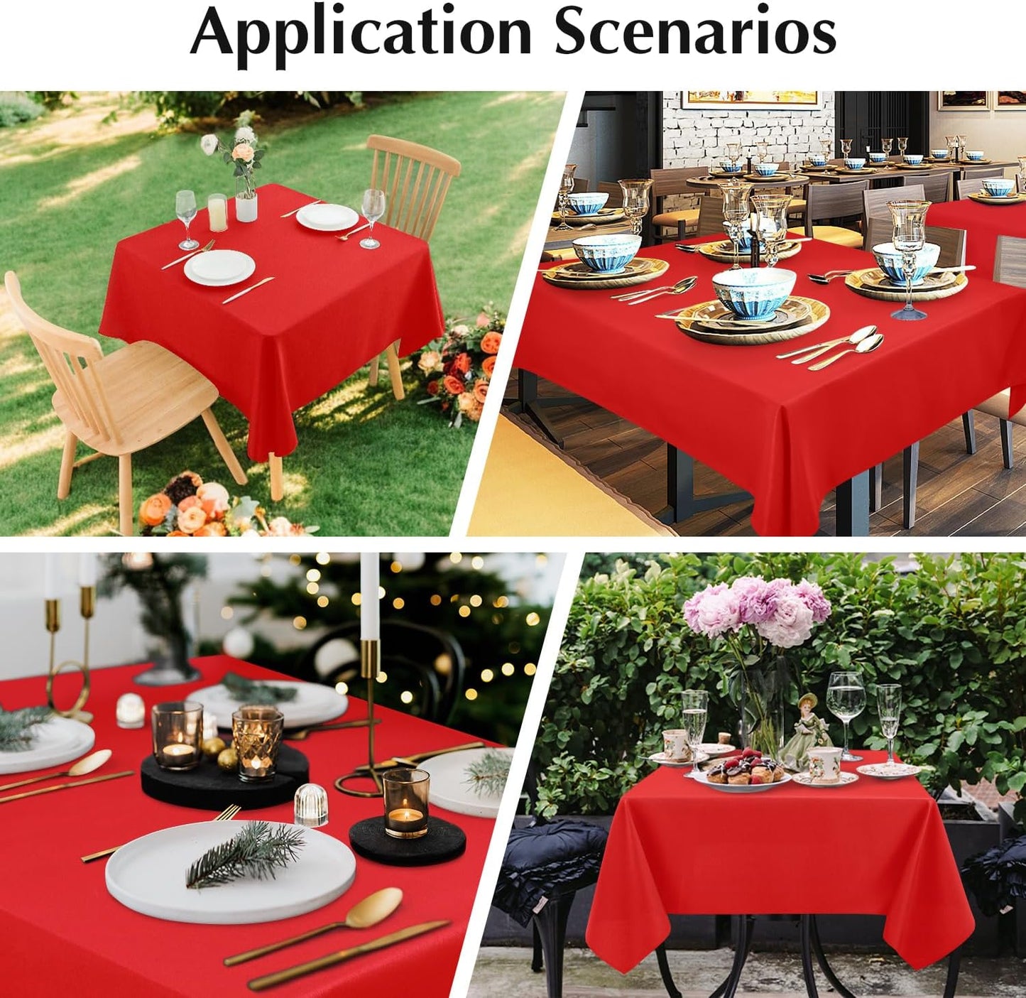 2 Pack Small Square Table Cloth 36X36 Inch Red Washable Fabric Tablecloth Polyester Solid Table Cover for Night Stand End Table Side Table Outdoor Indoor
