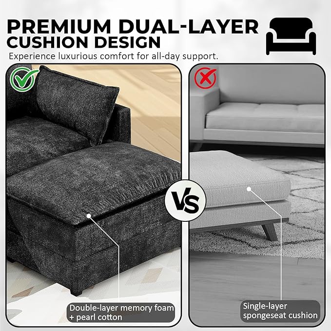 LEVELEVE 112.5" U-Shape Modular Sofa - Image 5