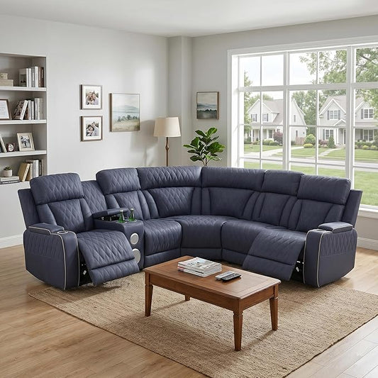 Power Recliner Sectional Sofa, L-Shaped Living Room Furniture Set, Reclining by GEBADOL