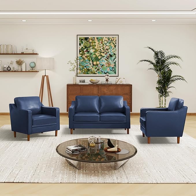 Kingfun Living Room Furniture Sets, 2 Armchair and Loveseat, Mid Century Modern - Image 5