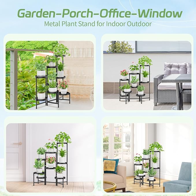 iDavosic.ly Plant Stand Indoor Outdoor, 8 Tier Corner Metal Flower Display - Image 3
