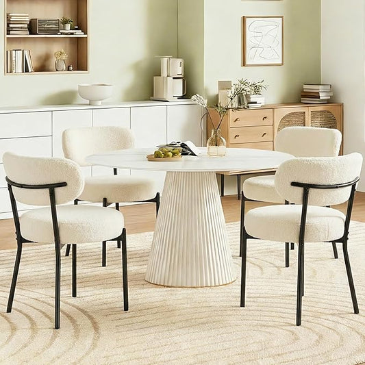 DUMOS Dining Chairs Set of 4, Mid Century Modern Chair Round Upholstered Curved by DumosLifestyle