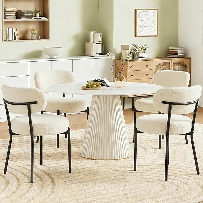 DUMOS Dining Chairs Set of 6, Mid Century Modern Chair Round Upholstered Curved by DumosLifestyle