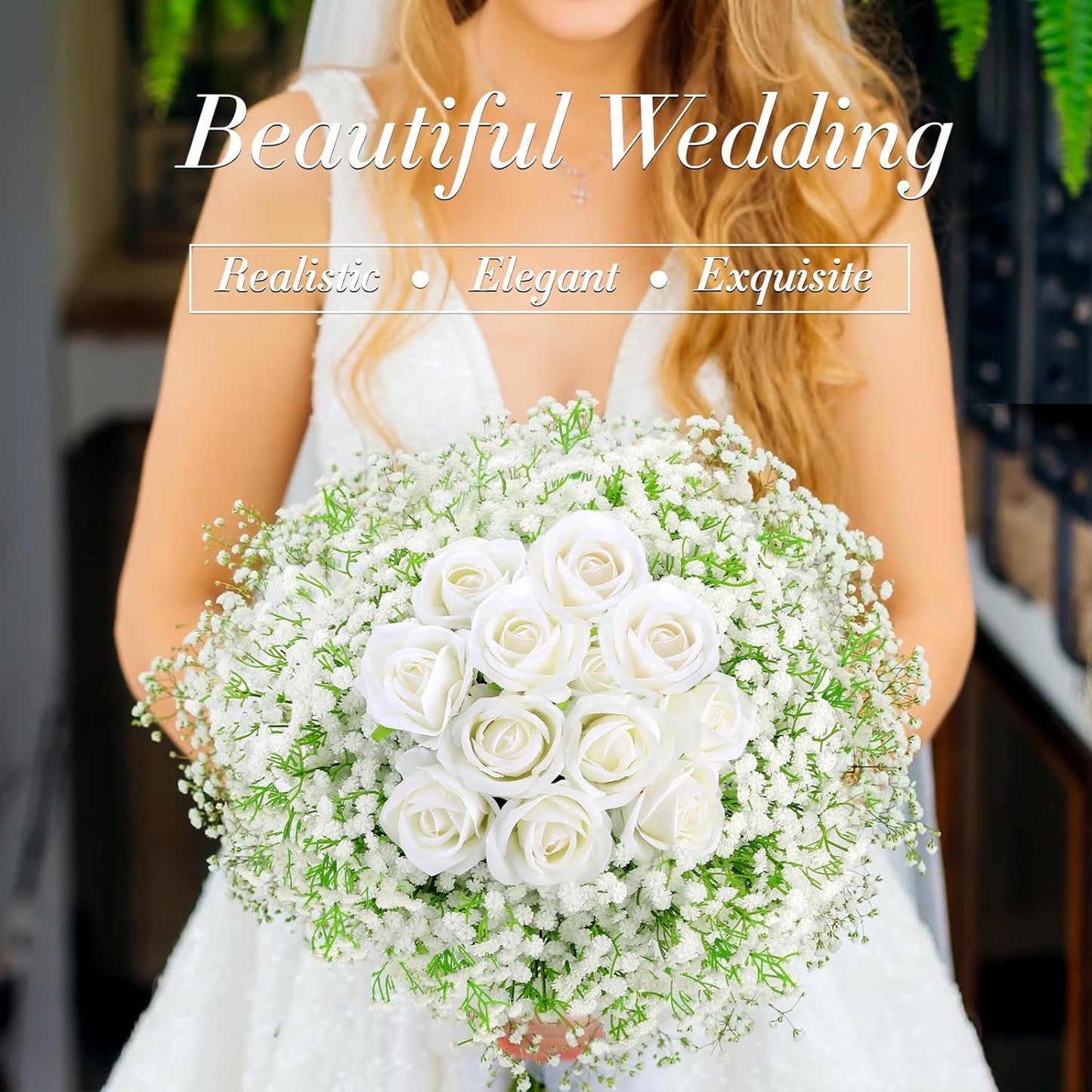 Babys Breath Artificial Flowers, Real Touch Babys Breath Flowers Artificial Bulk for Wedding Decor, White Fake Flowers for Party Home Garden Decor (6, White)