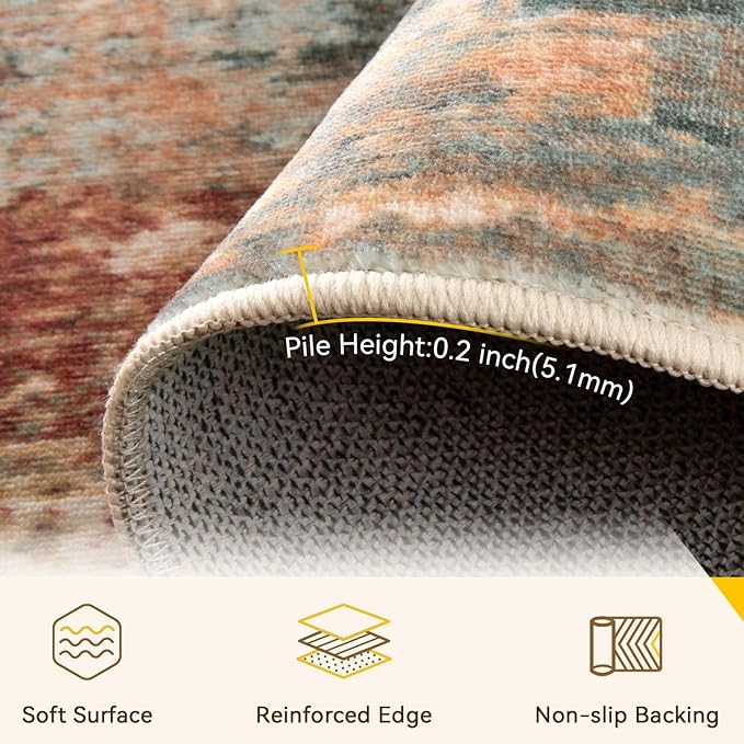 RELEANY Washable Area Rugs 9'x12' Non-Slip Modern Abstract Soft - Image 4