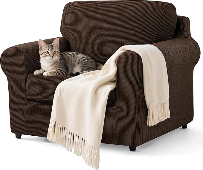 SUBRTEX 3 Pieces Stretch Sofa Slipcover Sets Couch Cover Sets Backrest Cushion by Subrtex