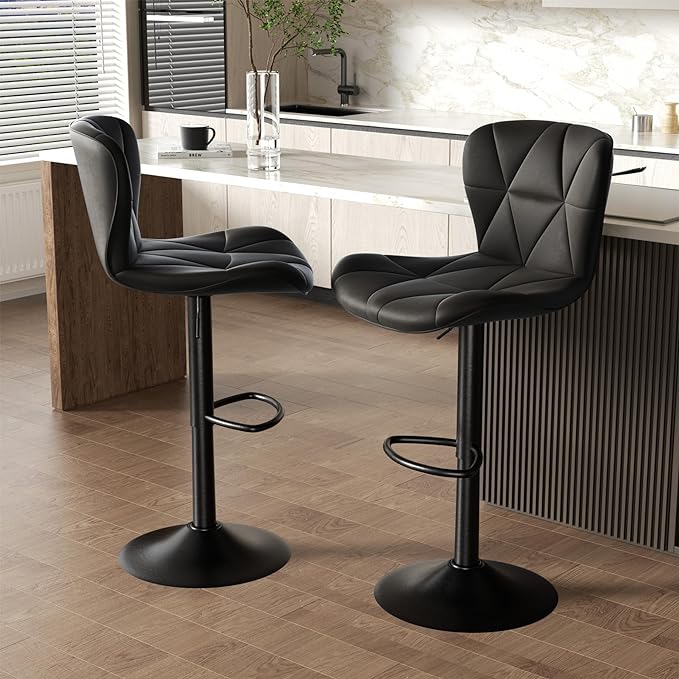 Nalupatio Modern Bar Stools Set of 4, Adjustable Faux Leather Upholstered - Image 6