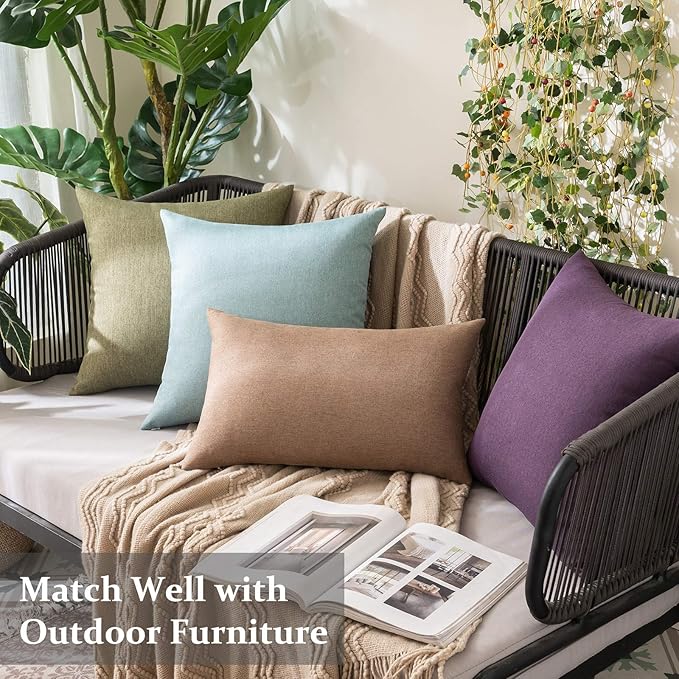MIULEE Pack of 2 Decorative Outdoor Solid Waterproof Throw Pillow Covers Spring - Image 5