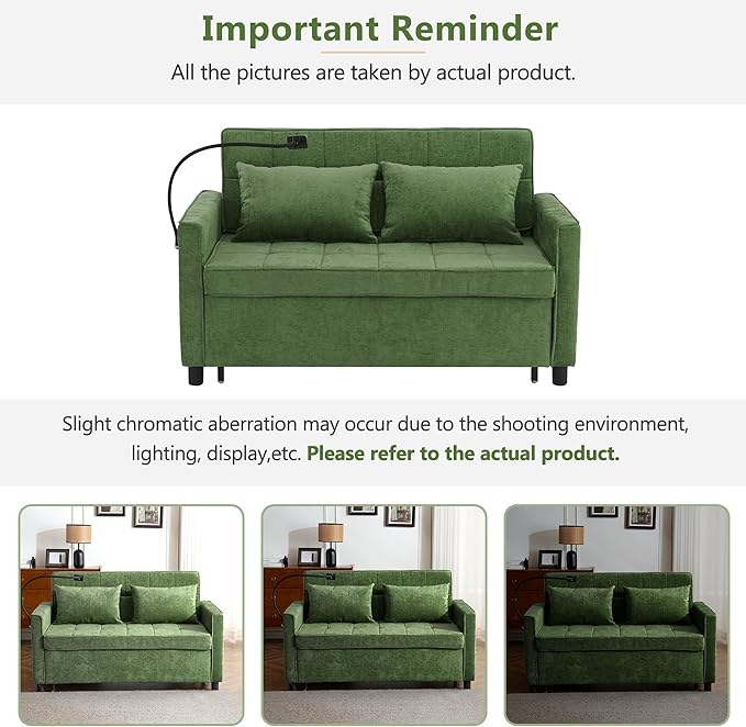 3 in 1 Convertible Sleeper Sofa Bed, 56.9" Small Pull Out Couch Bed - Image 9