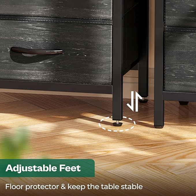 Huuger Nightstand with Charging Station, Fabric Drawers, End Table with Open - Image 7