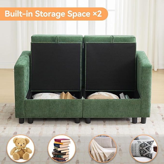 WUTUTUEE 58”Modular Sectional Loveseat Sofa, Modern Love Seat 2 Seater Sofa - Image 5