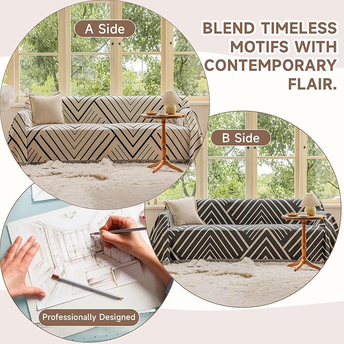 VClife Boho Sofa Cover Thick Chenille Couch Cover - Image 3