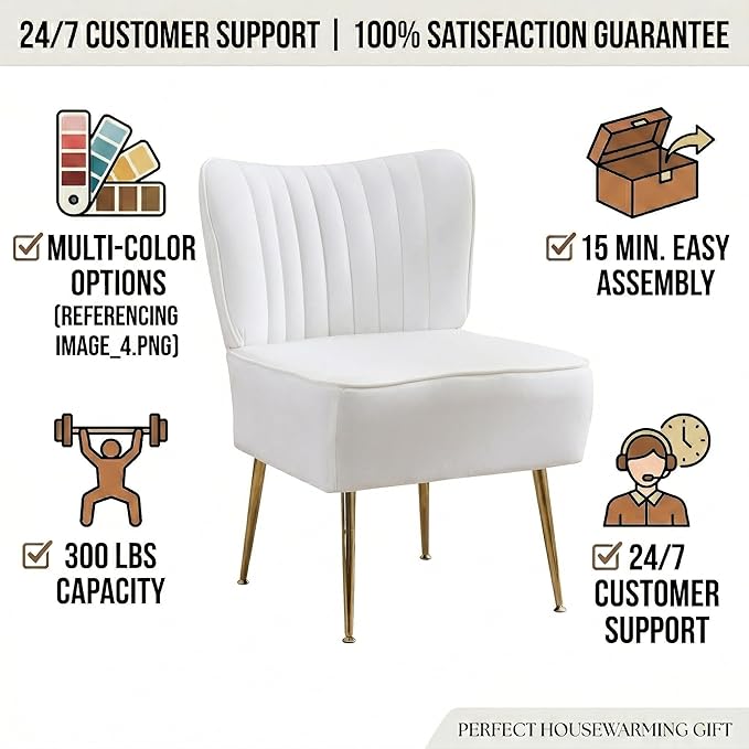 Modern Velvet Accent Chairs Set of 3, Comfy Slipper Chair - Image 6