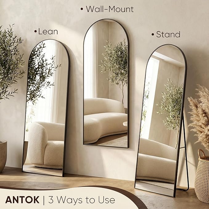 Antok 58" x19” Arched Full Length Floor Mirror, Free Standing/Wall Mount/Leaning - Image 5