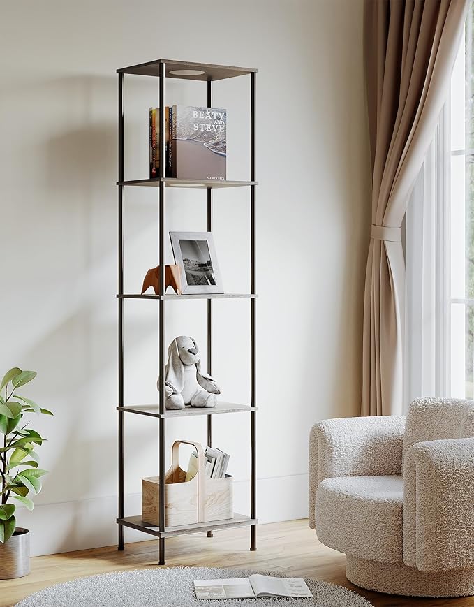 Display Shelf with RGBW Light, Color Changing Curio Cabinet Floor Lamp with - Image 7