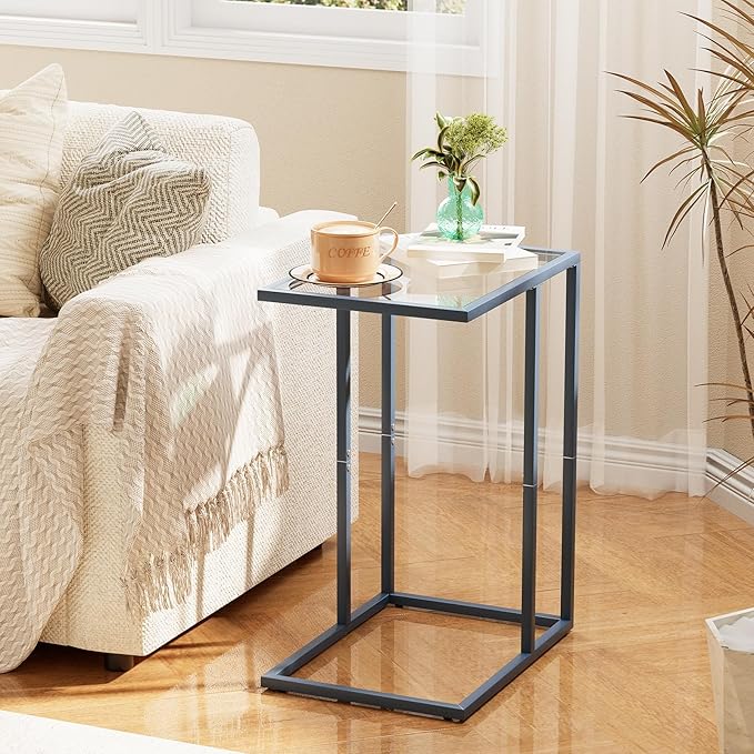 Easy Paws C Table End Table Set of 2, Glass Couch Side Table, Tempered Glass - Image 8