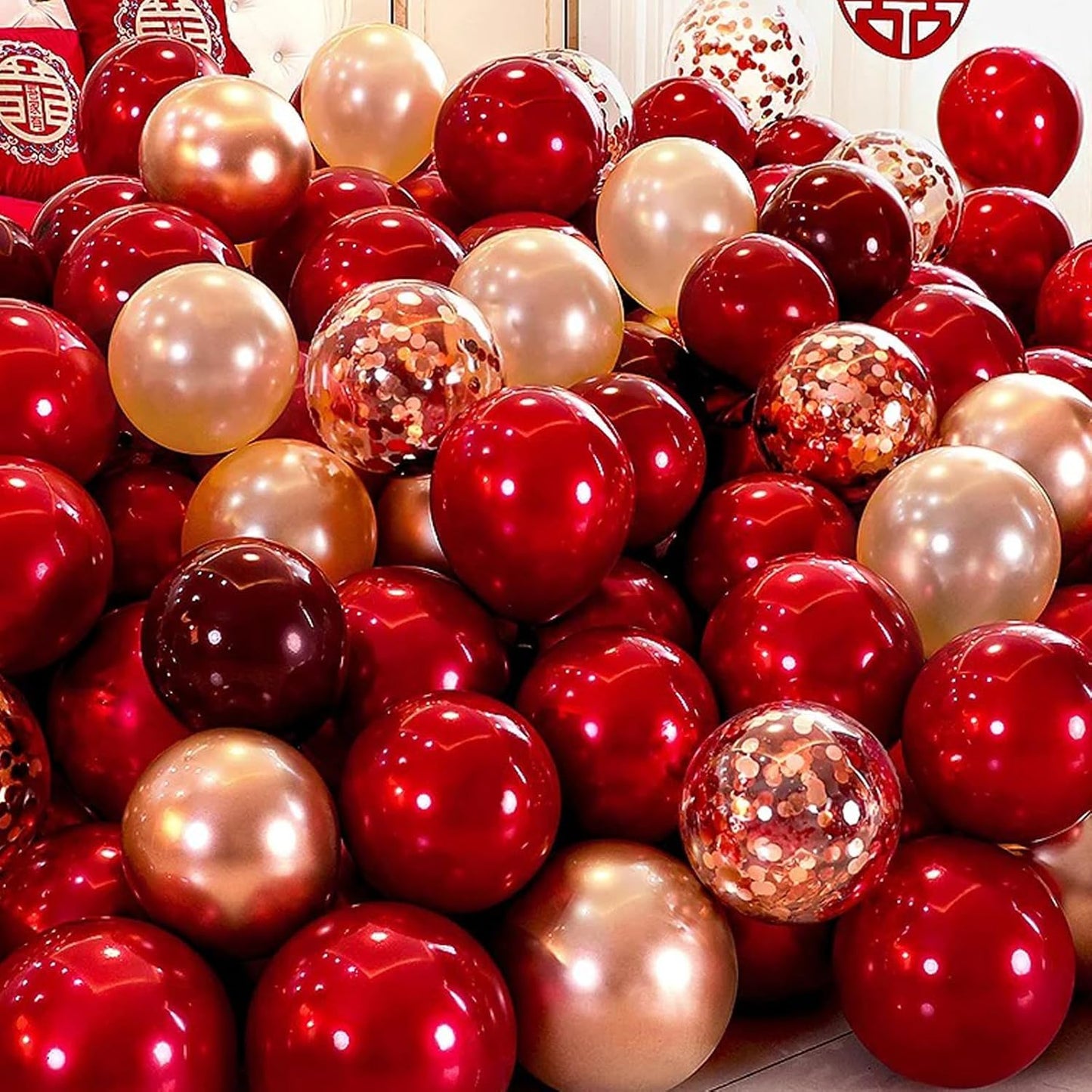 90pack Ruby Balloons Different Size 18/12/10/5 Inch Ruby Balloon Garland Arch Kit for Graduation, Wedding, Birthday, Princess Them, Valentine's Day, Anniversary Party Decorations