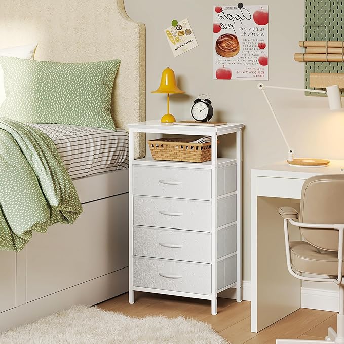 Huuger Night Stand with Charging Station, Bedside Table, Tall Nightstand with - Image 2