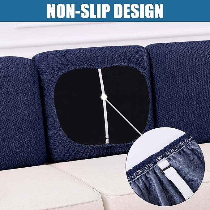 Smiry Waterproof Couch Cushion Covers, Stretch Jacquard Thick Sofa Cushion - Image 3
