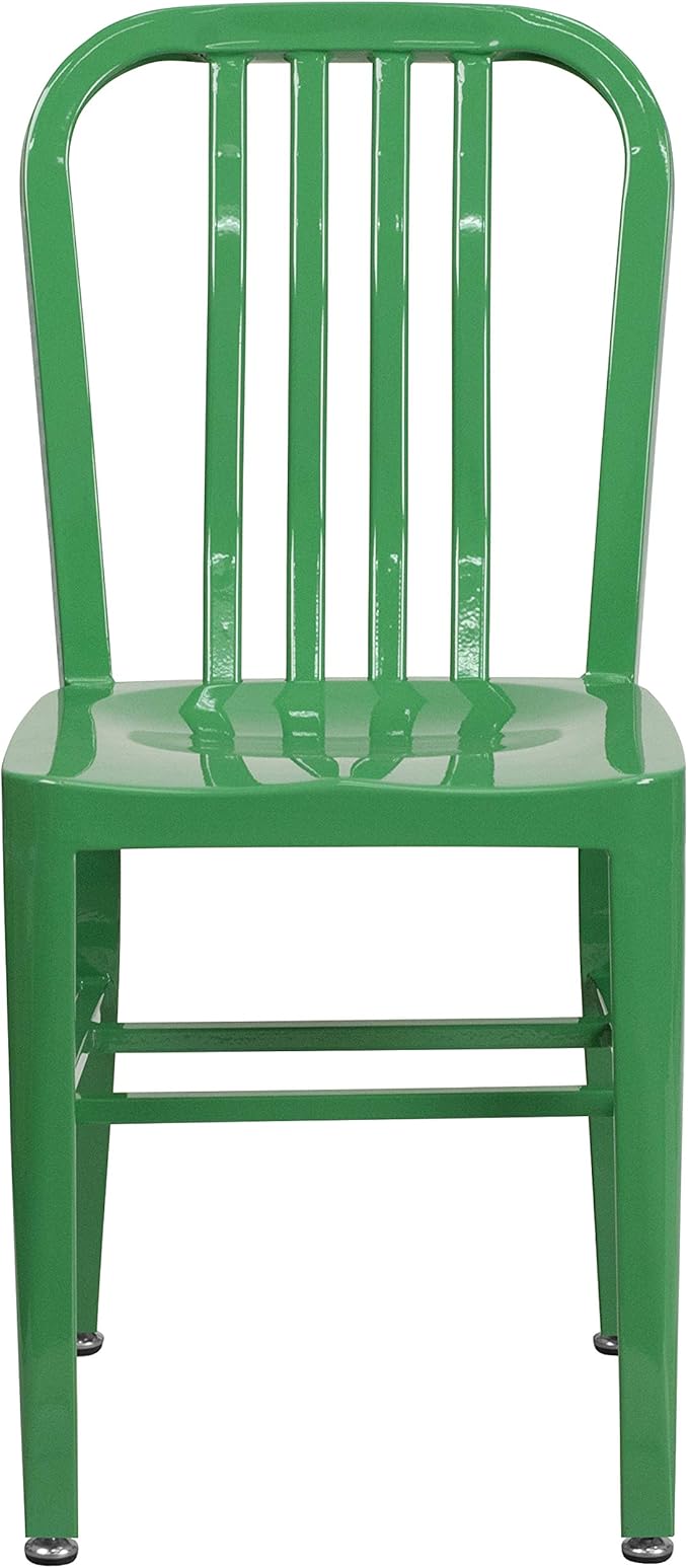 Flash Furniture Gael Commercial Grade 2 Pack Green Metal Indoor-Outdoor Chair - Image 5