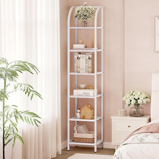 Hzuaneri Bookcase Bookshelf, Tempered Glass Arched Bookshelf by Hzuaneri