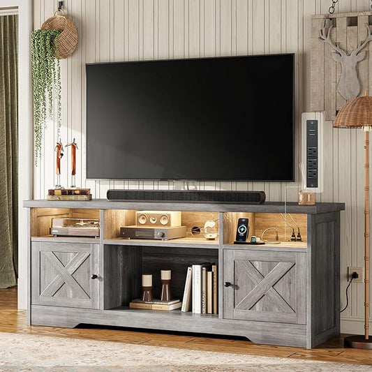 Casaottima TV Stand for 65 Inch TV, Farmhouse Entertainment Center by Casaottima