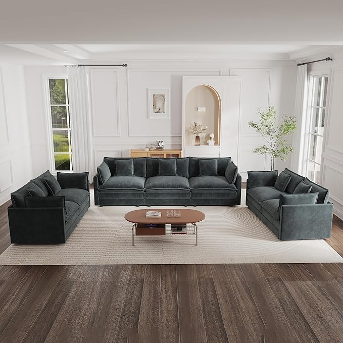 mikibama Luxury Oversized 3 Piece Sofa Set, 2 Pieces of 2 Seater and 1 Piece of by Mikibama