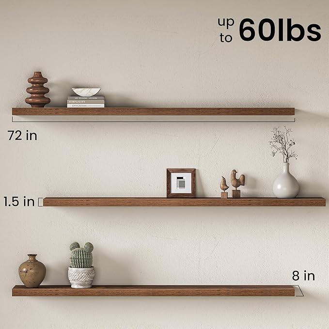 Fun Memories 72Inch Long Floating Shelves, 8 Inch Deep Shelves - Image 3
