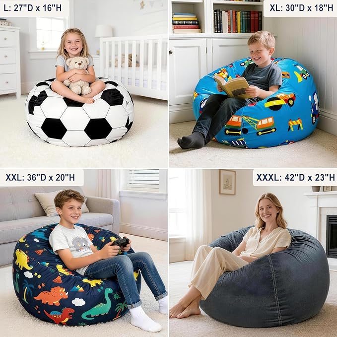 Lukeight Camo Stuffed Animals Storage Bean Bag Chair Cover - Image 4