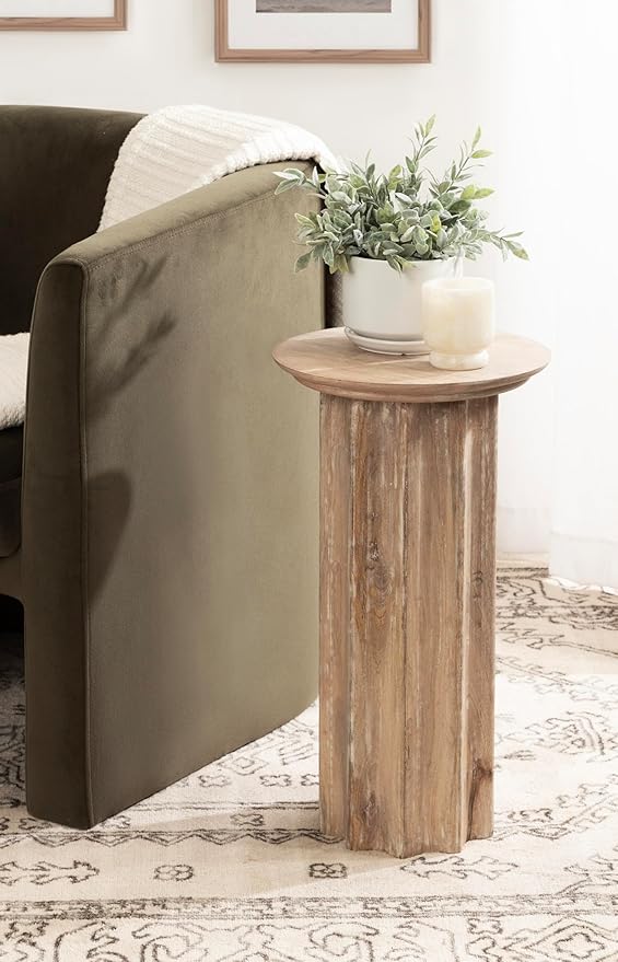 Kate and Laurel Gierson Modern Wooden Round Side Table; 12 x 12 x 22; Light - Image 2