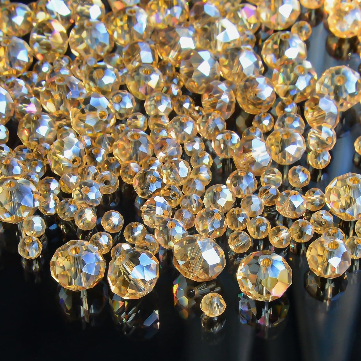 500Pcs 6mm Crystal Glass Beads for Jewelry Making Beads for Bracelets Necklace Pendants Making Supplies(Gold Champagne)