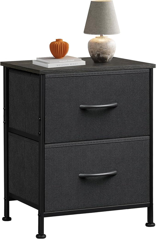 WLIVE Black Night Stand, Small Dresser by WLIVE