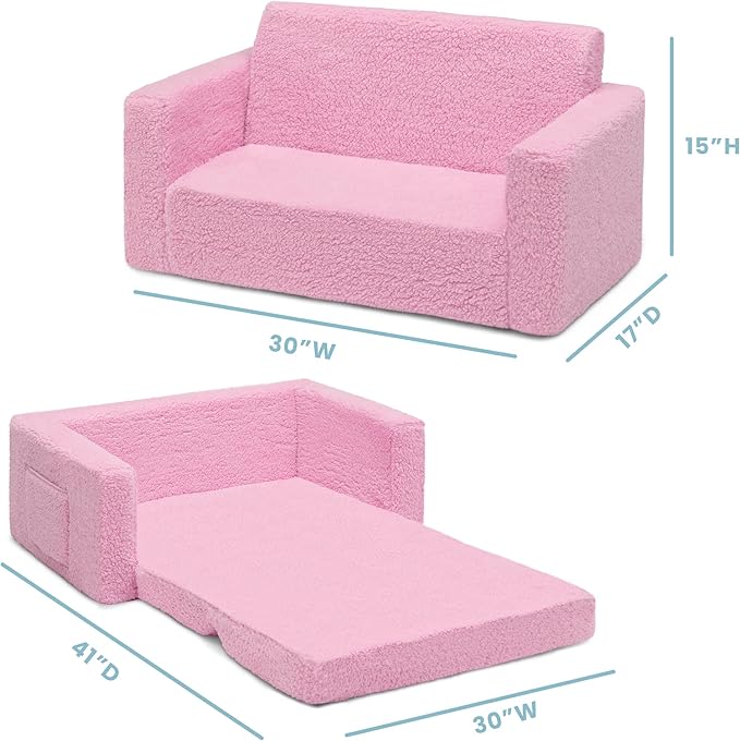 Delta Children Cozee Flip-Out Sherpa 2-in-1 Convertible Sofa to Lounger - Image 3