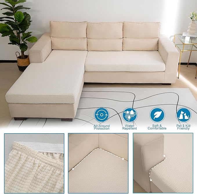 Water Repellent Couch Cushion Cover Loveseat Cover, Stretch Sectional Sofa Seat - Image 5