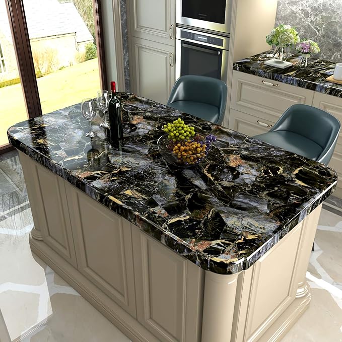 LACHEERY 15.8"x276" Dark Marble Countertop Contact Paper Waterproof Peel and - Image 3