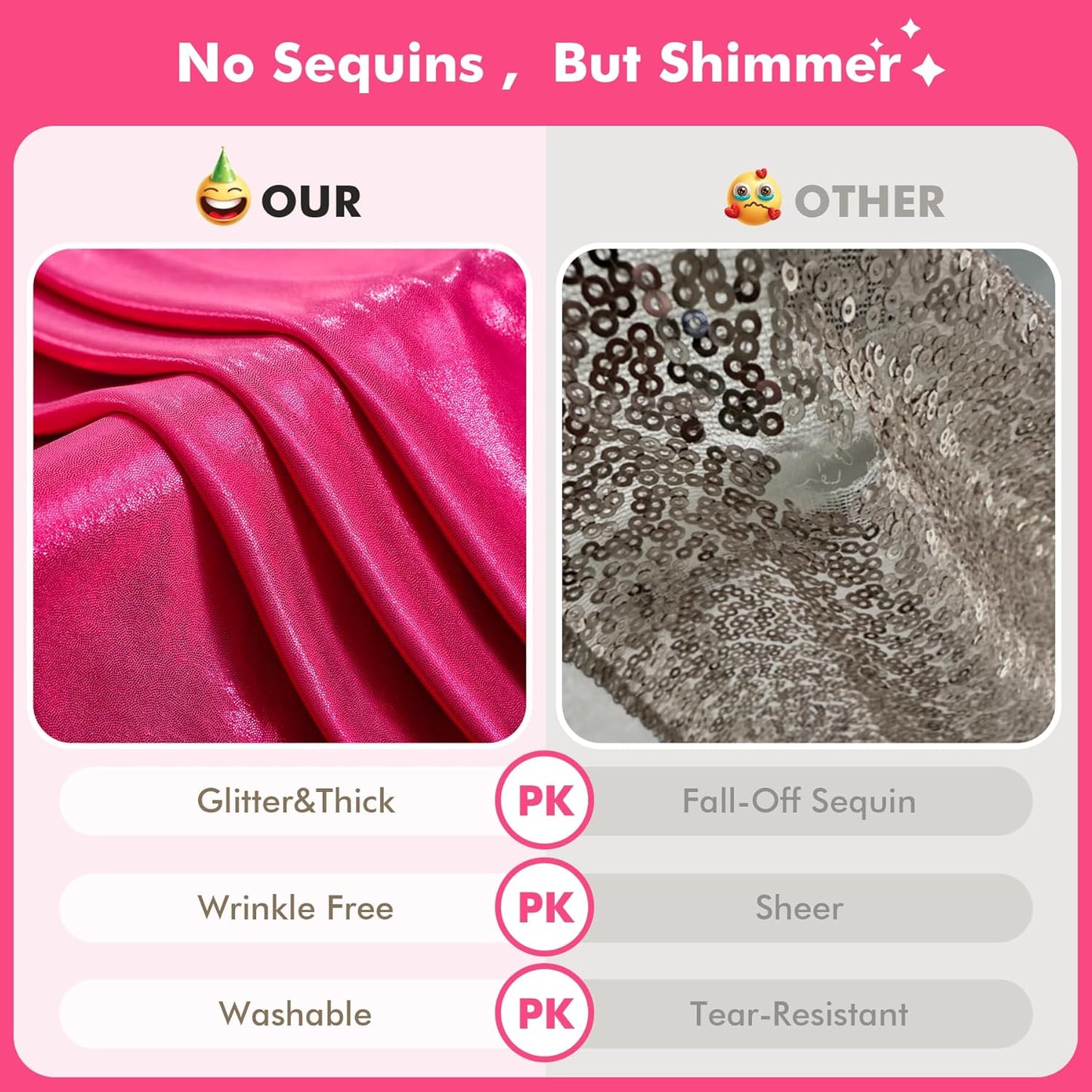 20x10ft Shimmer Hot Pink Sequin Backdrop Curtain for Parties, Thick Wrinkle Free Glitter Fuchsia Photo Backdrop Drapes Curtains for Birthday Wedding Halloween Photography Background-4 Panels 5x10ft